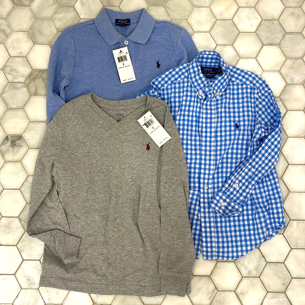 Set of 3 Ralph Lauren Polo Boys L/S Shirt - Size 6.  Pet free/smoke free home.